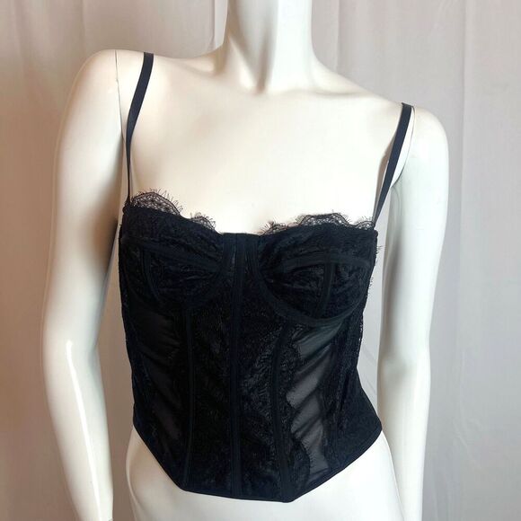 SHEIN Tops - Black Lace Corset Bustier Boning Shein Women's Size M